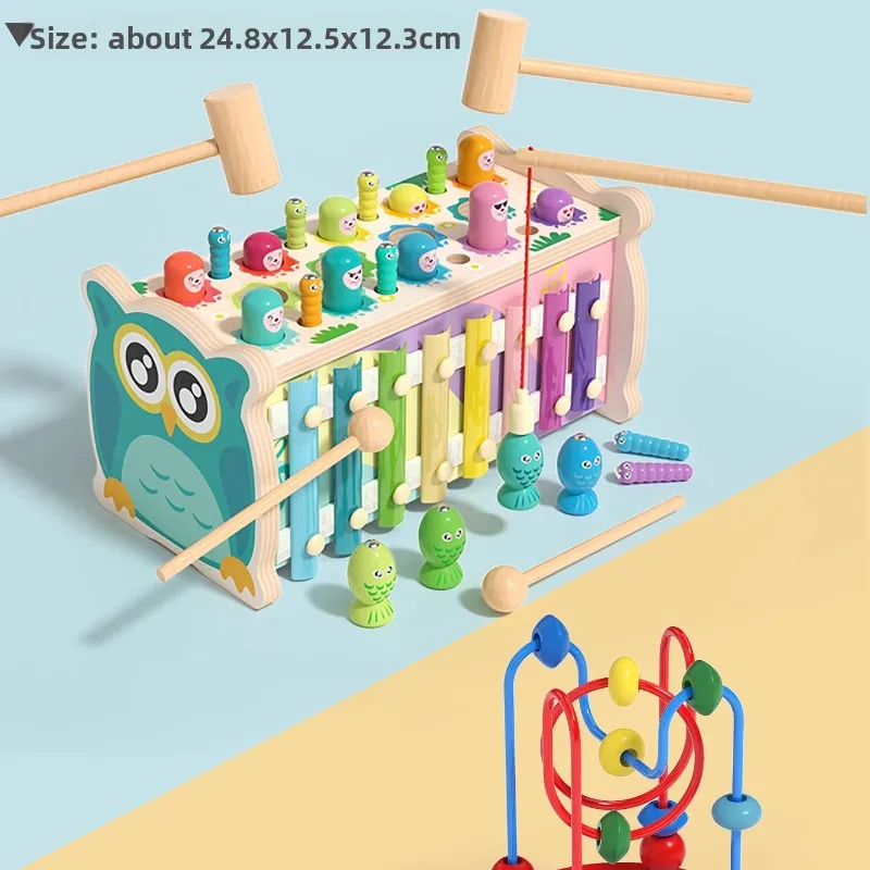 Brinquedo educativo de aprendizagem precoce, pesca magnética e conjunto de equipamentos rotativos, meninos e meninas de 1 a 3 anos, desenvolvimento cognitivo bebê