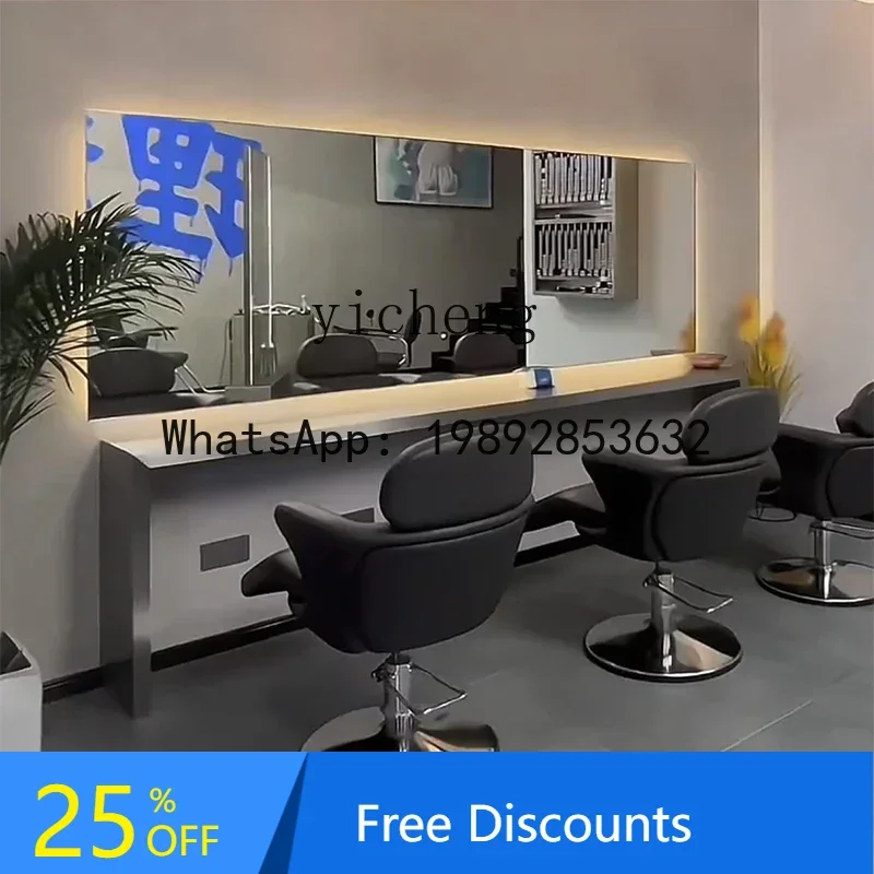 hair salon stainless steel perm and dyeing table management mirror table Chase mirror hair cutting countertop integrated