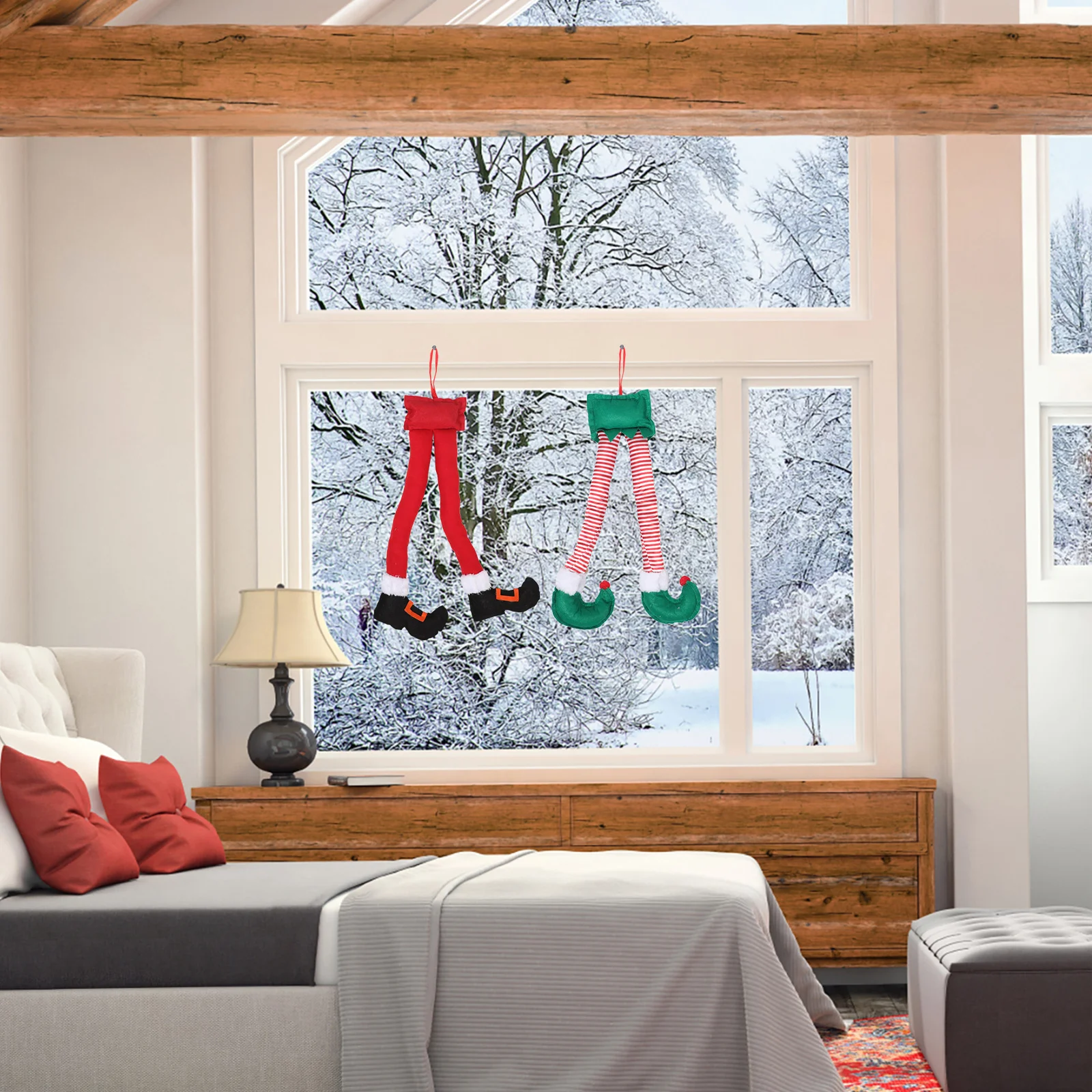 

2pcs Christmas Decorations Leg Pendant Holiday Ornament For Tree Car Trunk Door Outdoor Hanging Xmas Decor