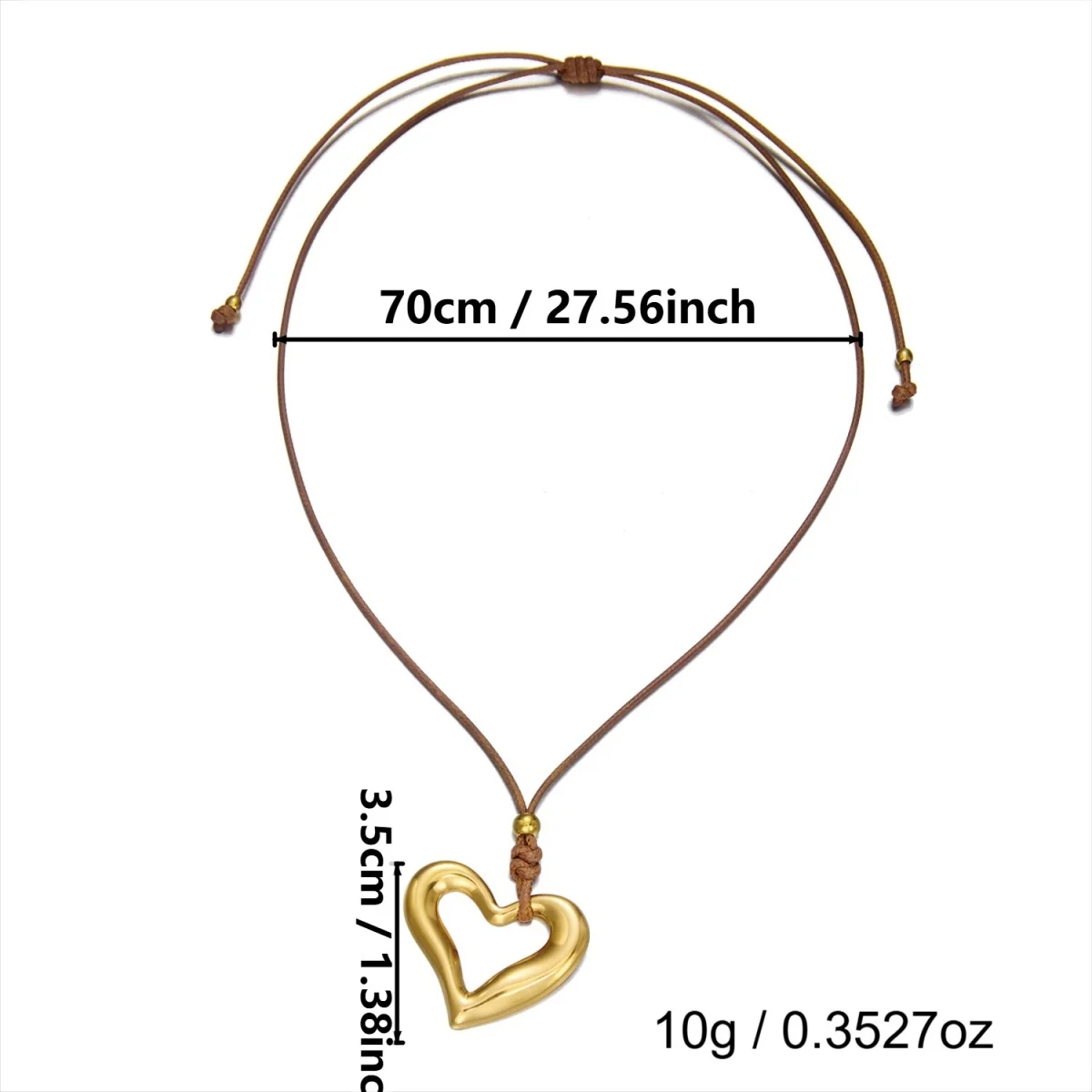 Halskette mit Anhänger in Form einer hohlen Wassertropfen-, Kreis-, Herz- oder Blumenform aus Edelstahl für Damen und Herren, minimalistischer, geometrischer Schmuck mit Wachsschnur. – Detail 38