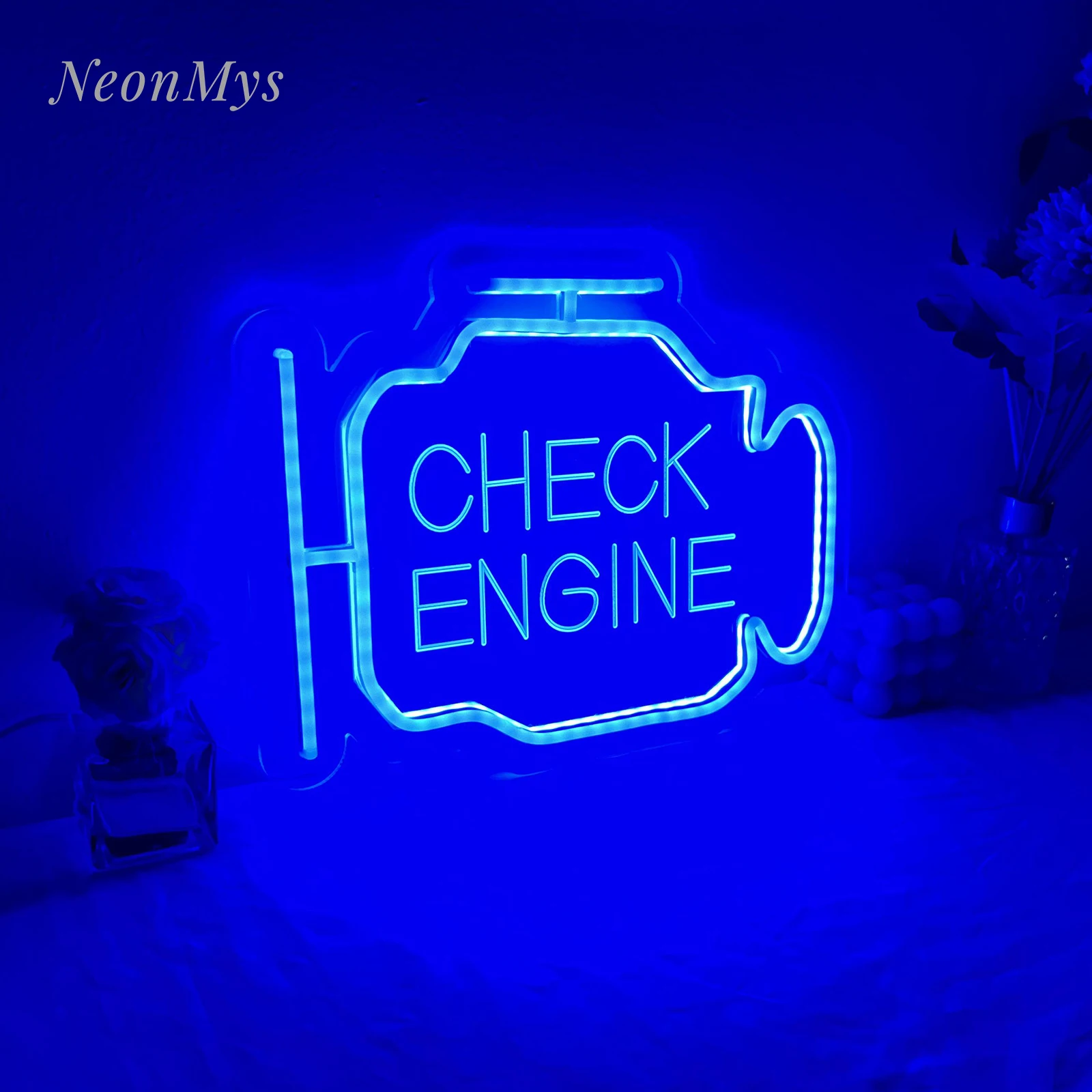 Check Engine Neon Sign Auto Room Garage Repair Shop Wall 3D Carved Decor Bar Party Club Luminous Atmosphere Lamp USB Power