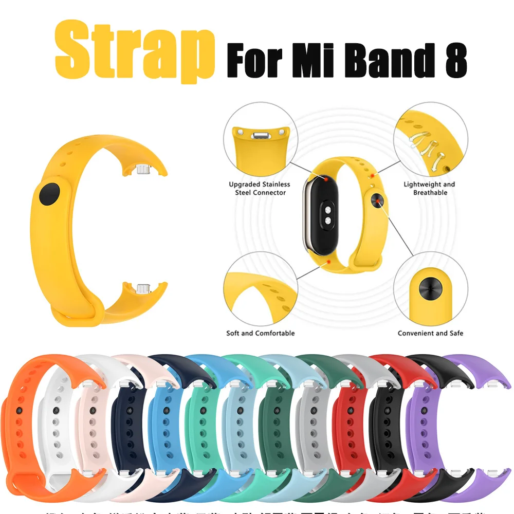 Pulseira de Silicone para Xiaomi Mi Band 10/9/8 NFC, Correia de Substituição para Miband 9 NFC, Pulseira Esportiva