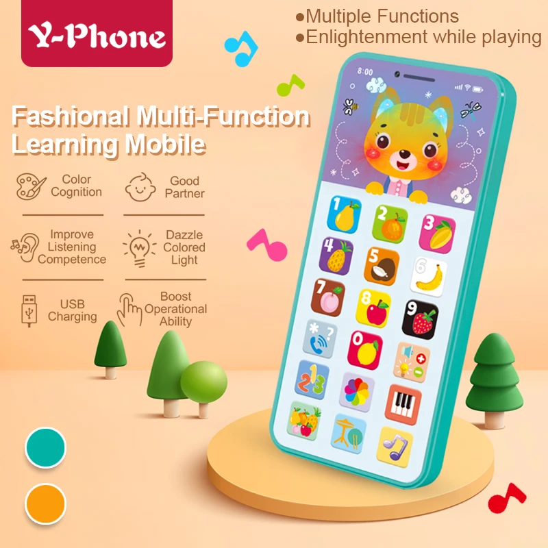 Yphone kleine Box Simulation lernen Englisch Spielzeug Handy Cartoon mit Musik und Licht Handy Geschichte Lese maschine