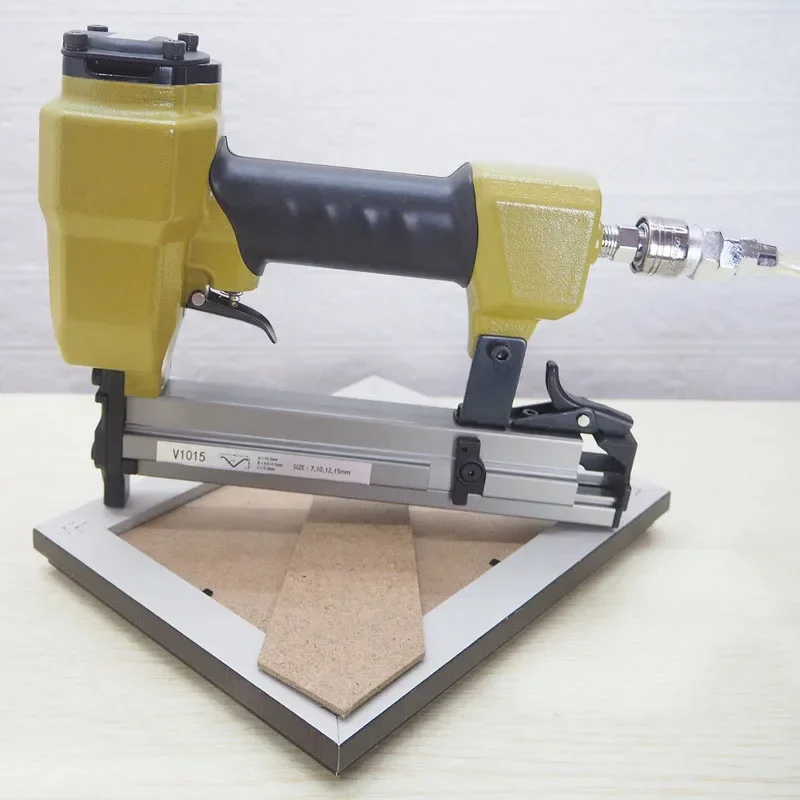 2026 V1015B Pneumatic Picture Frame V Nailer Gun Fits 5/16'' to 19/32'' (7to15 mm) 30 Gauge Air-Powered Frame Joiner for Picture