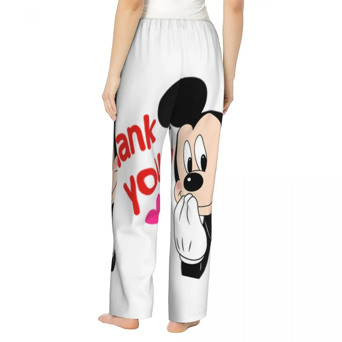 Pantalones de pijama de animación de dibujos animados de Minnie Mickey Mouse personalizados, ropa de dormir para mujer, cintura elástica, pantalones de salón para dormir con bolsillos