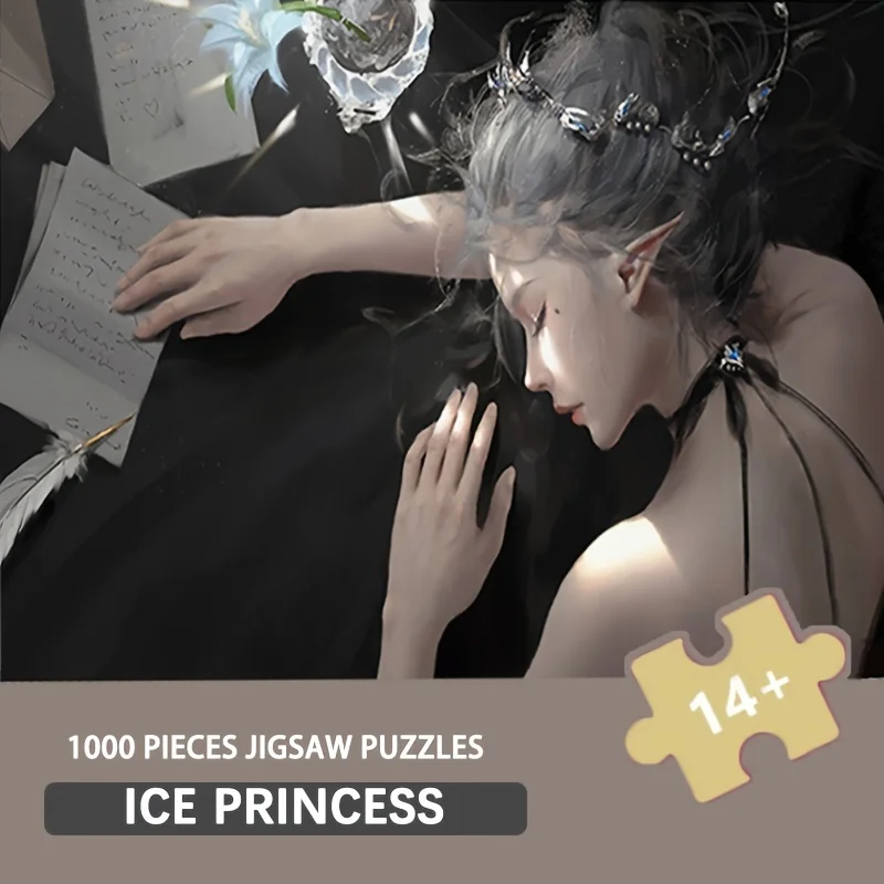 

1000 шт. головоломки для взрослых, любителей ледяной принцессы, китайский стиль, спящая женщина, зона с буквами, идеальный подарок на Рождество