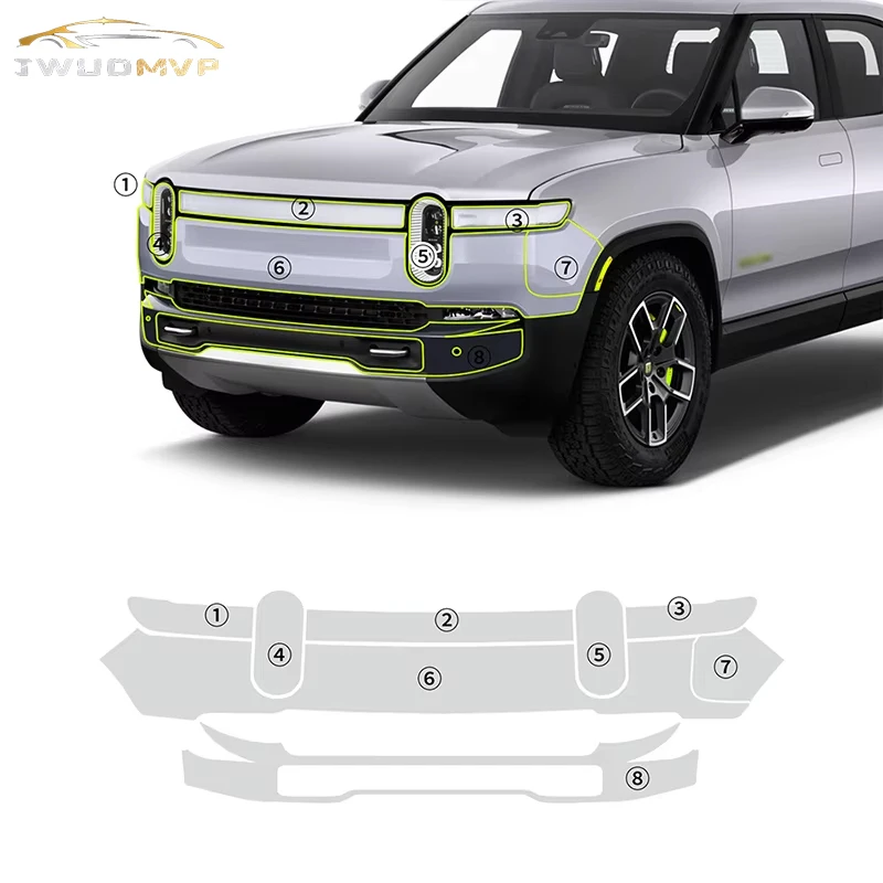 For Rivian R1T 2021 2022 2023 Pre-Cut Paint Protection Film Car Clear Kit Sticker PPF TPU Transparent Headlight Sticker Styling