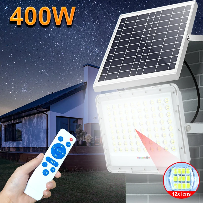 Upgrade LED Solar Light Outdoor LED FloodLamp Remote Control Waterproof For Garden Path Street Wall Solar Landscape Spotlight