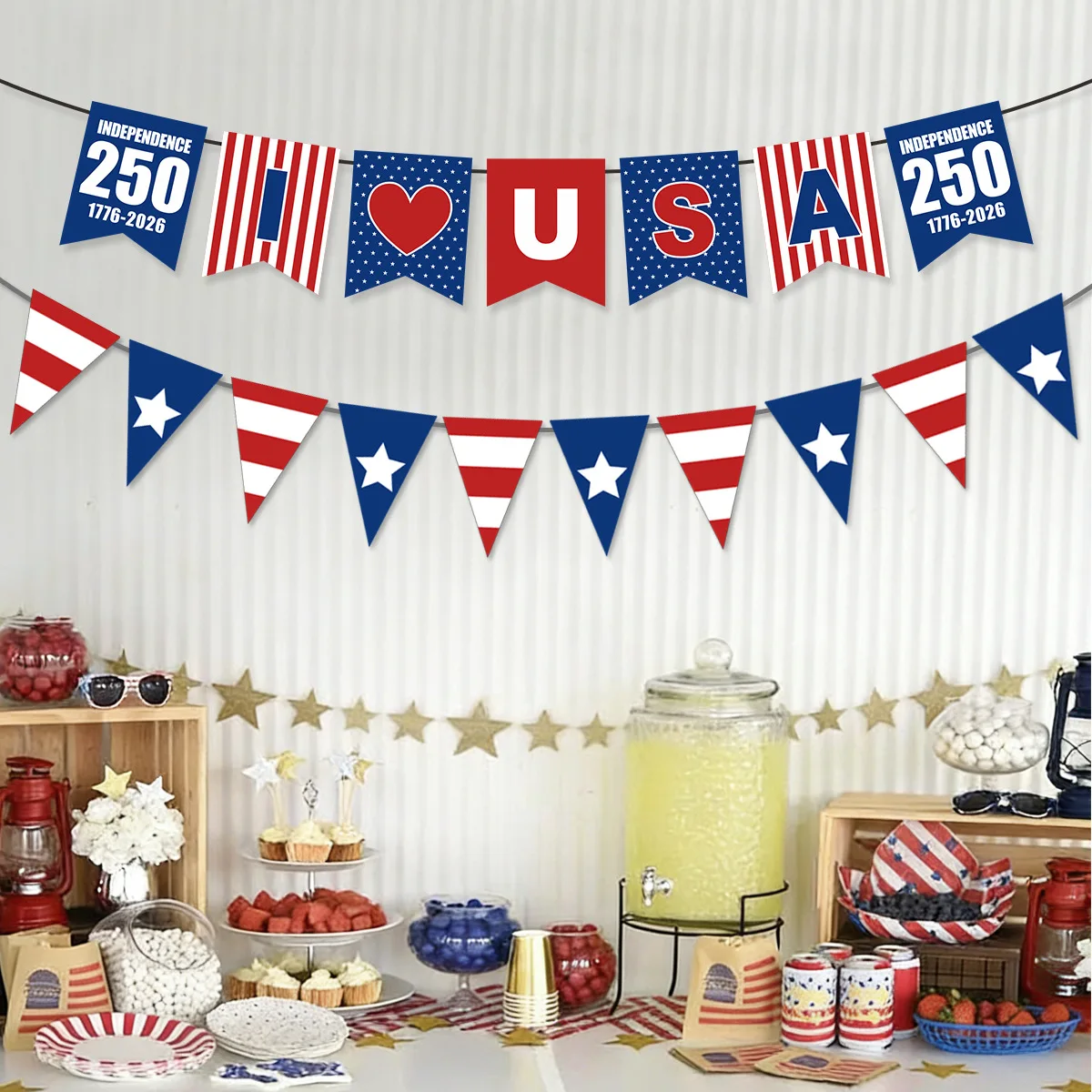 2026 America 250th Anniversary Party Decoration 1776-2026 Usa July 4th Flag Banner Pennant Wholesale