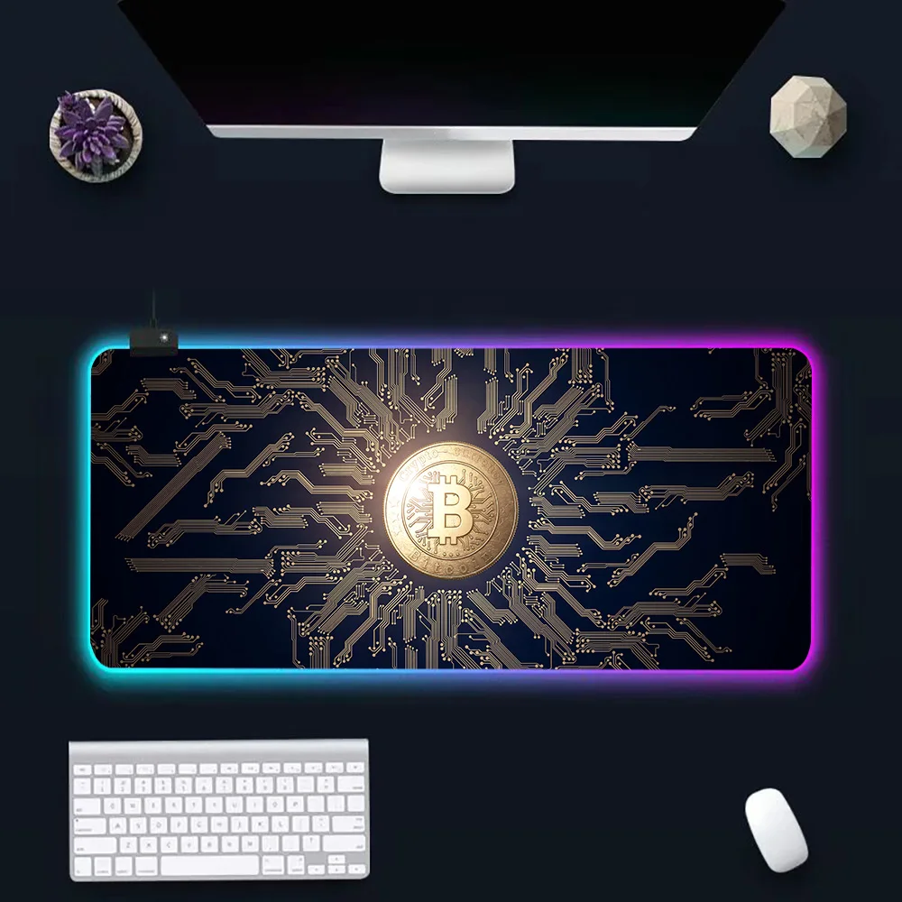 Stock Markets, Forexs, Bitcoins  RGB Pc Gamer Keyboard Mouse Pad Mousepad LED Glowing Mouse Mats Rubber Gaming Computer Mausepad