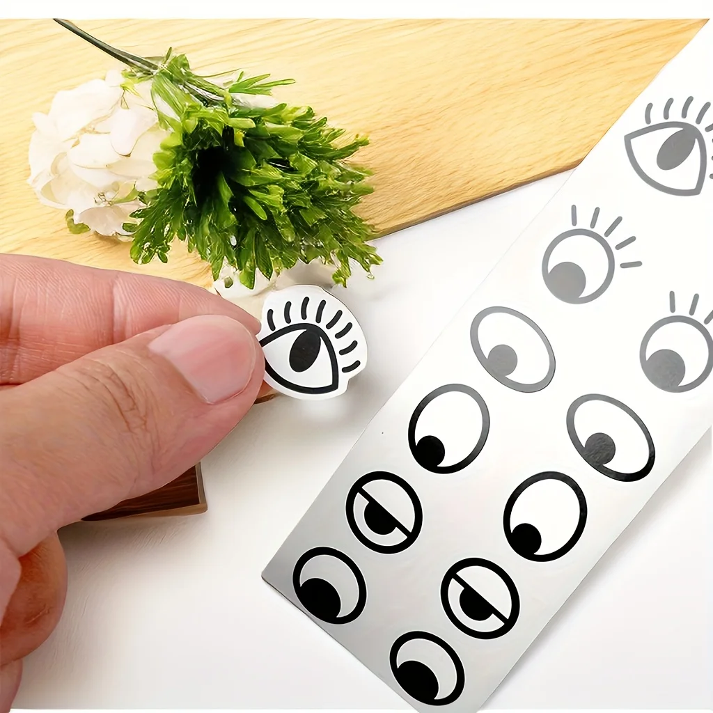 

D5 1000pcs/roll Self-Adhesive Eye Stickers Reusable Mini Eye Shaped DIY Sticker Gift Black White Designs Halloween Party Decor