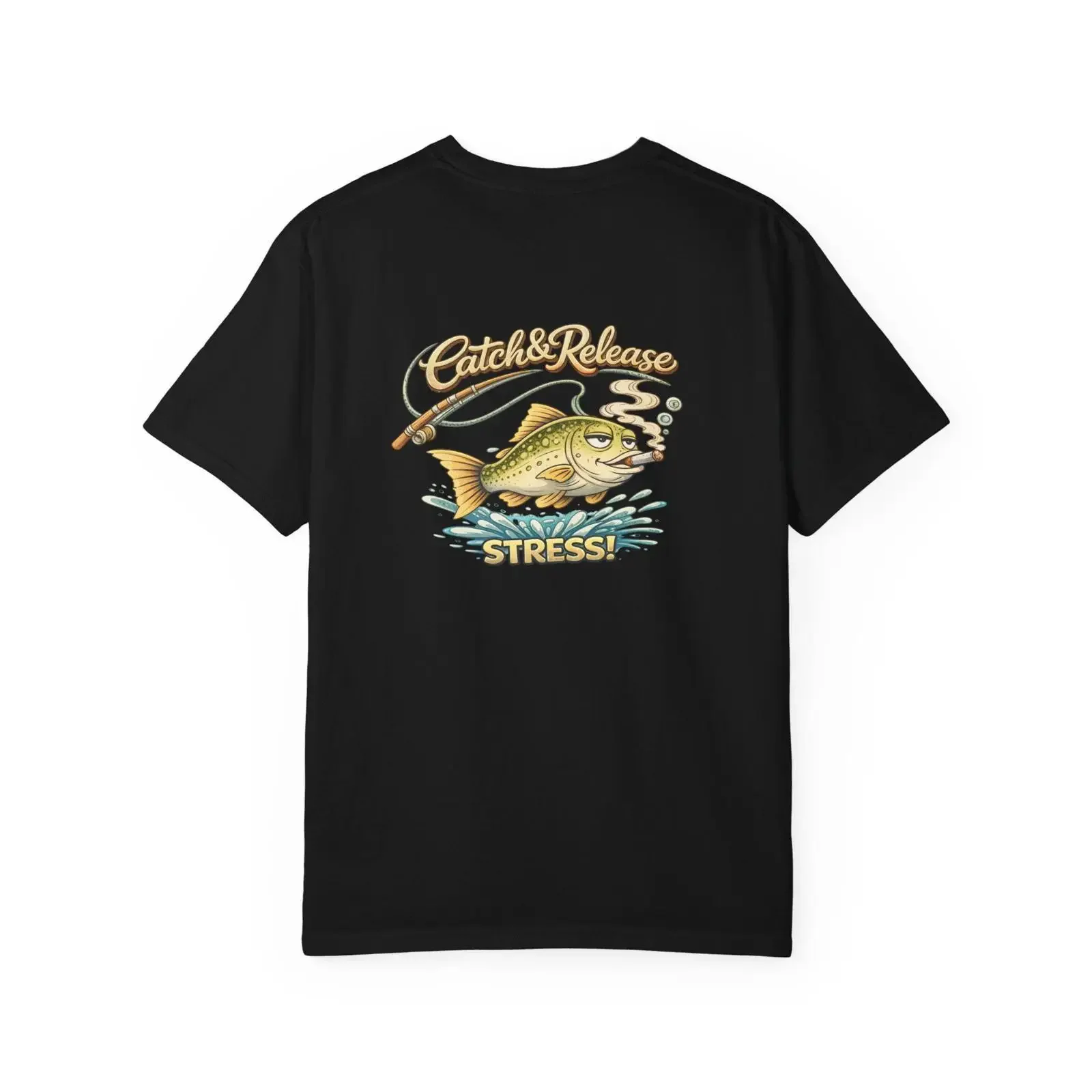 Catch Release Stress Fishing T-Shirt, Fisch-Vintage-Design, gewaschen, lässig, vielseitig, Streetwear-Oberteil für den Alltag, grafisch, weich