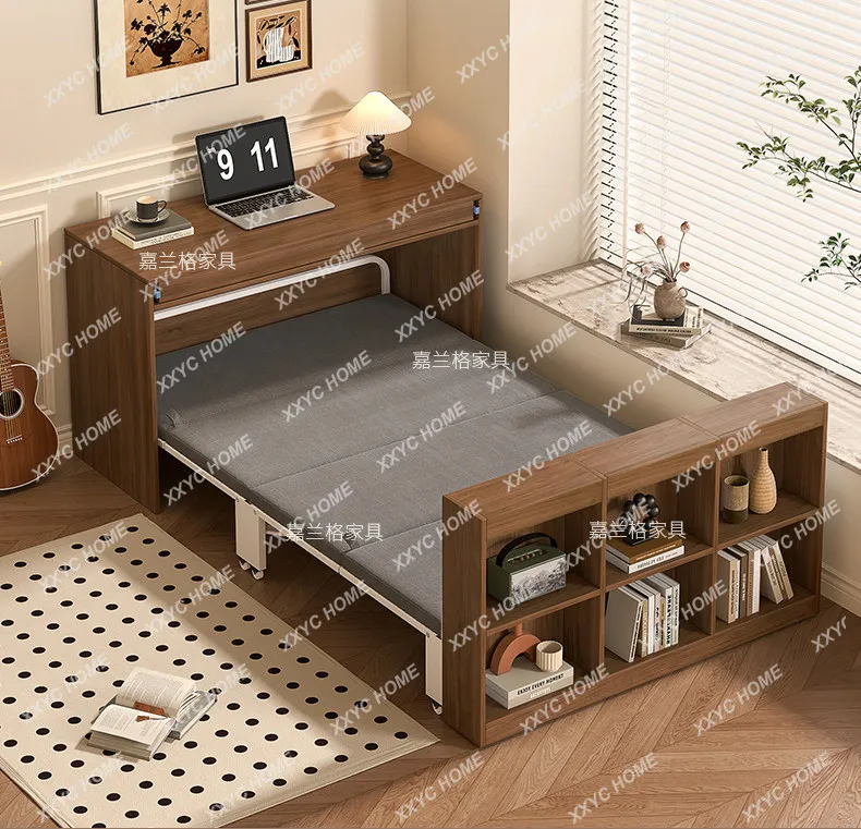 Solid wood lunch break folding single bed, new type of pull-out hidden bed