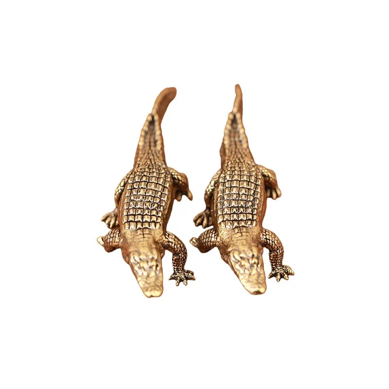 Bronze Crocodile Statue Home Decor Animal Figure Ornament, Tea Pet Garden Decoration, Bronze Artifacts and Crafts - view 5