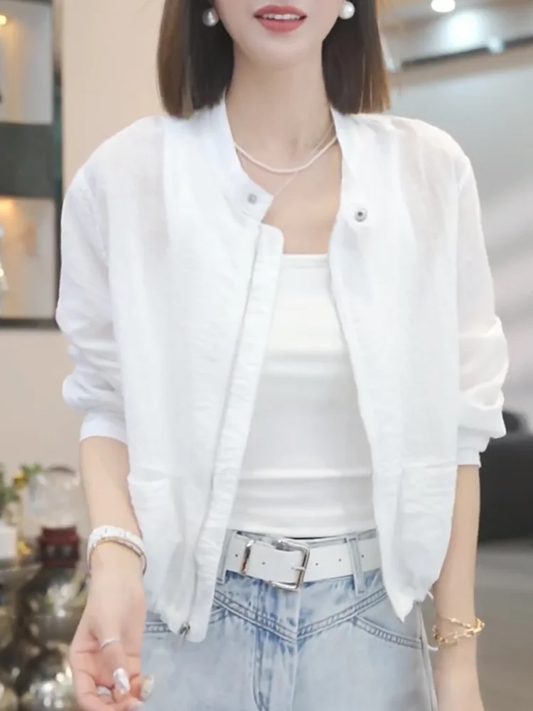 

Женская летняя новая корейская куртка Ele ort: однотонная, дышащая, с защитой от солнца, модная повседневная верхняя одежда