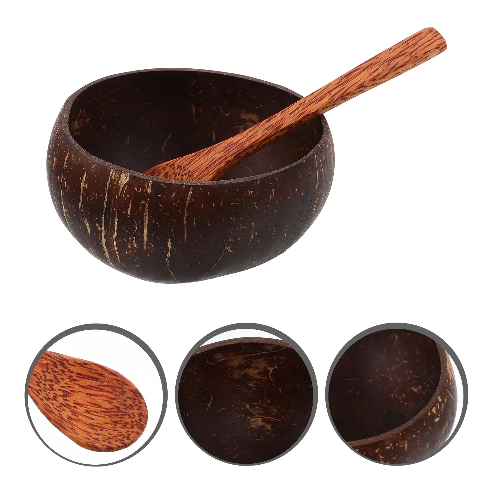 1Set Wooden Mask Bowl and Spatula Set Natural Coconut Shell DIY Facial Mask Mixing Tool Easy Clean Skin Friendly Portable