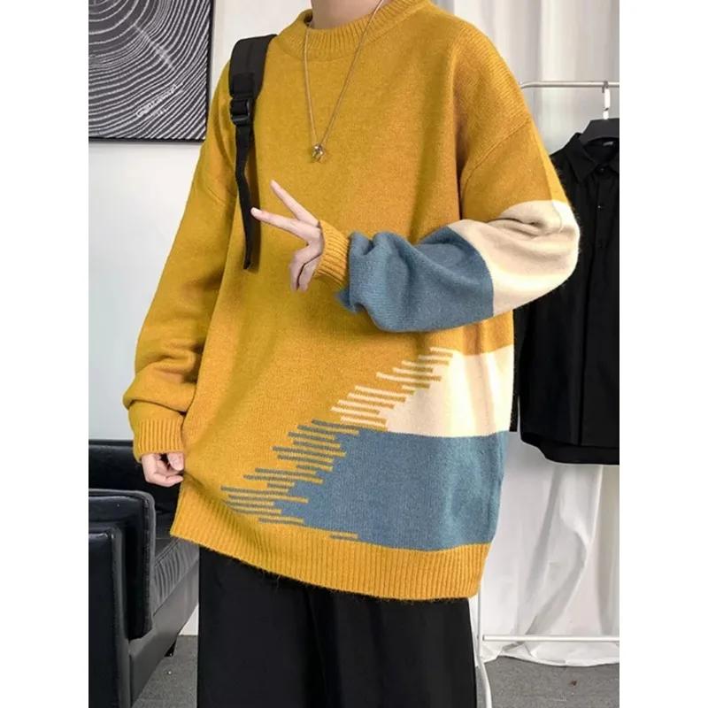 

Sweater Kids Autumn Winter Classic Knitted Splicing Solid Color Casual Sweater Fashion High Street High Quality Children's Tops