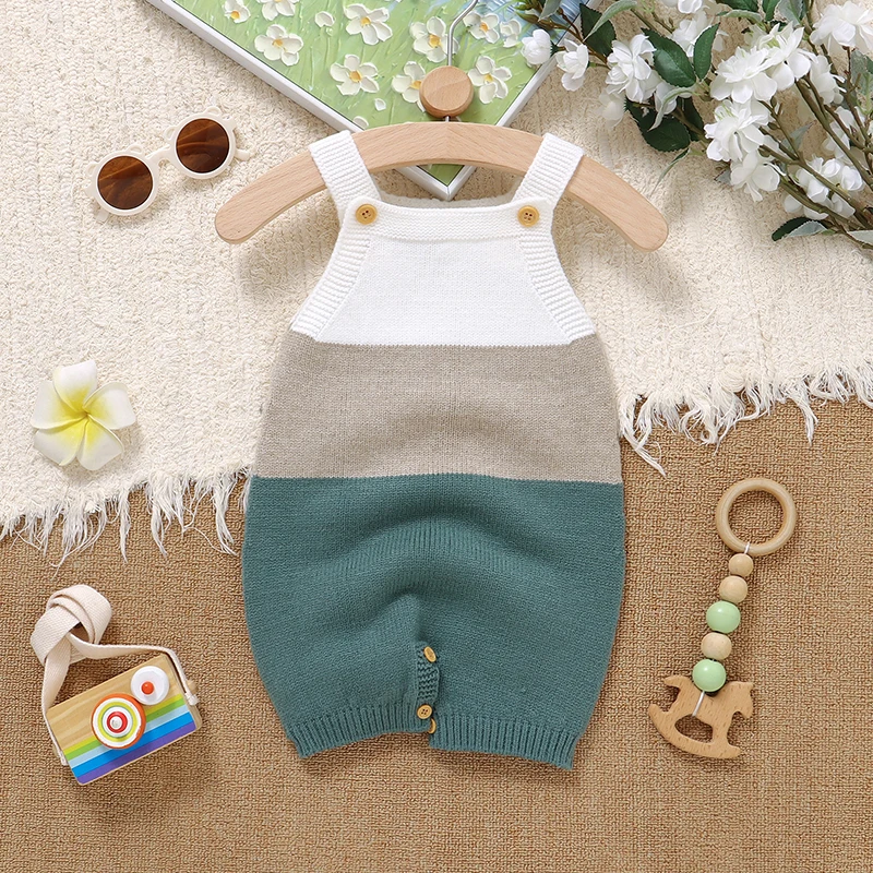 

Baby Romper Knitted Newborn Bebe Clothes 0-18M Overalls Summer Fall Infant Playsuit Boy Girl Jumpsuit Sleeveless Fashion Striped