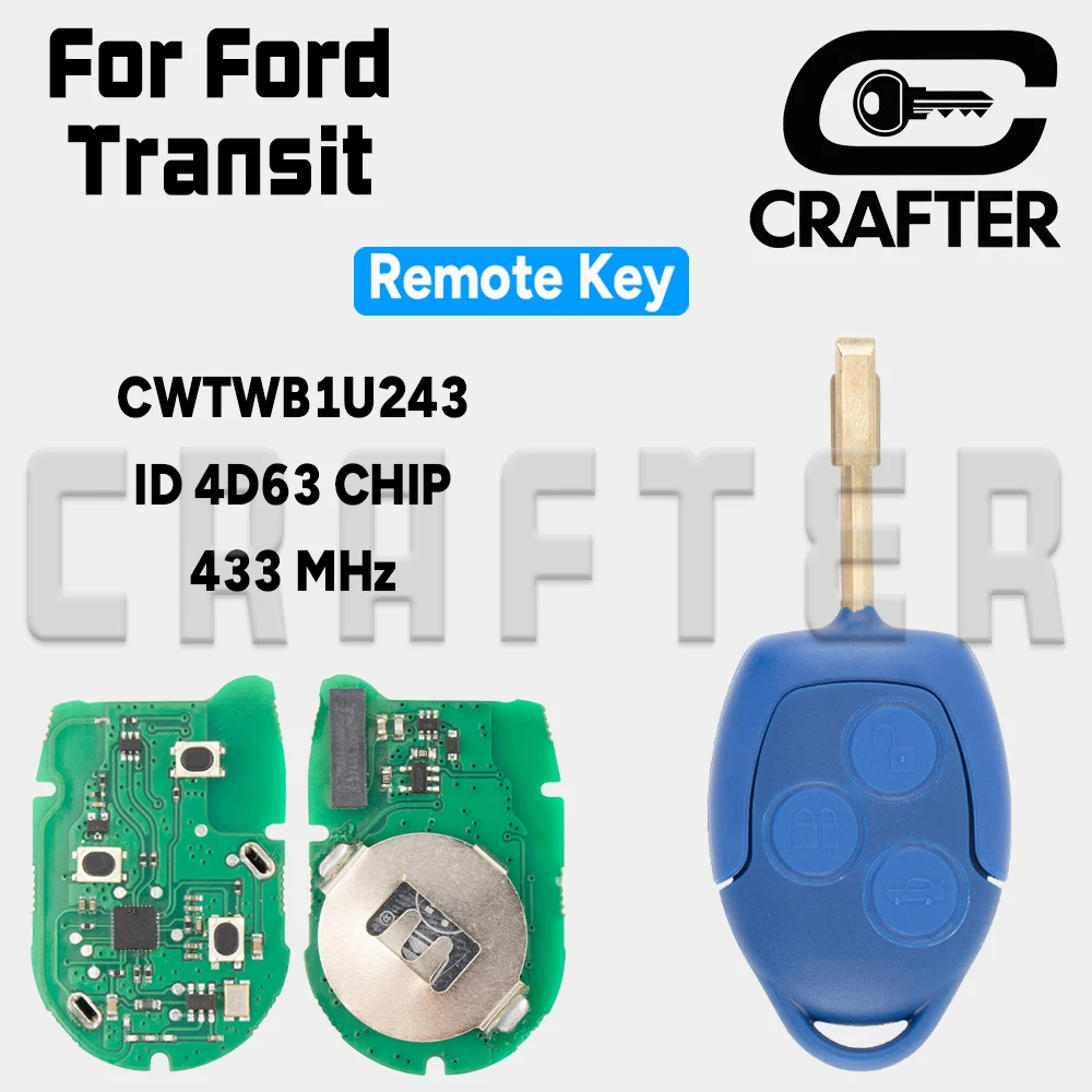 

Ключ Crafters 6C1T15K601AG 433 МГц ID 4D63 CHIP Blade FO21 удаленный автомобильный ключ для Transit-2006-2013