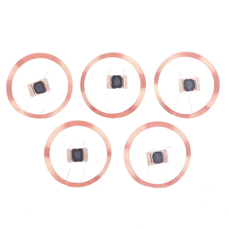 5pcs 21.6mm Self-adhesive RFID Keyfob Coils 13.56MHZ UID IC Card ID Rewritable Changeable Chip for Access Control And NFC Techno