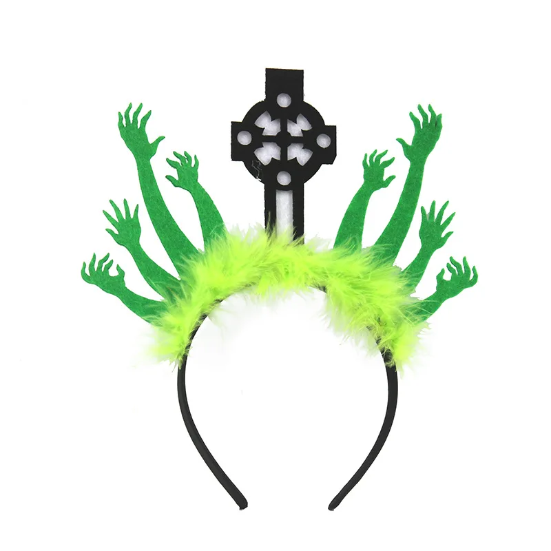 Diadema de ojos terroríficos Unisex para niños y niñas, lápida de terror, calavera y ojo cruzado, diademas esponjosas, utilería para Halloween