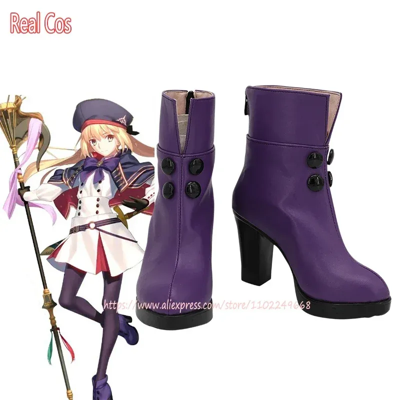 

RealCos Fate Grand Order FGO Altria Pendragon Cosplay Boots Purple Shoes High Heel Custom Made