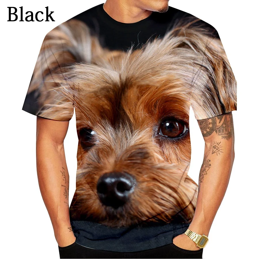 Round Neck Short Sleeve T Shirt Newest Fashion Cute Dog Yorkshire Terrier 3D Printed T-Shirt Animal Funny Casual