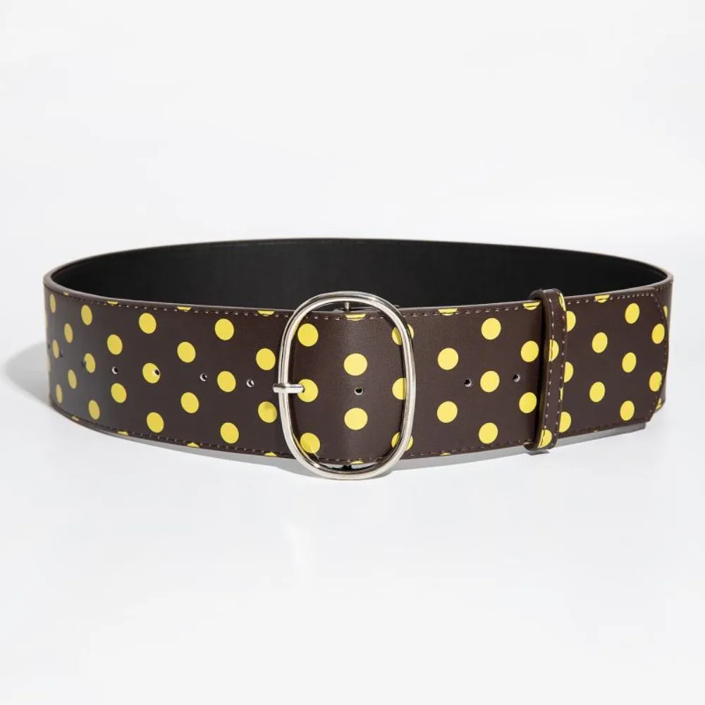 1 Piece Retro Polka Dot Women's Belt Oval Needle Buckle Casual Versatile Dress Jeans Belt