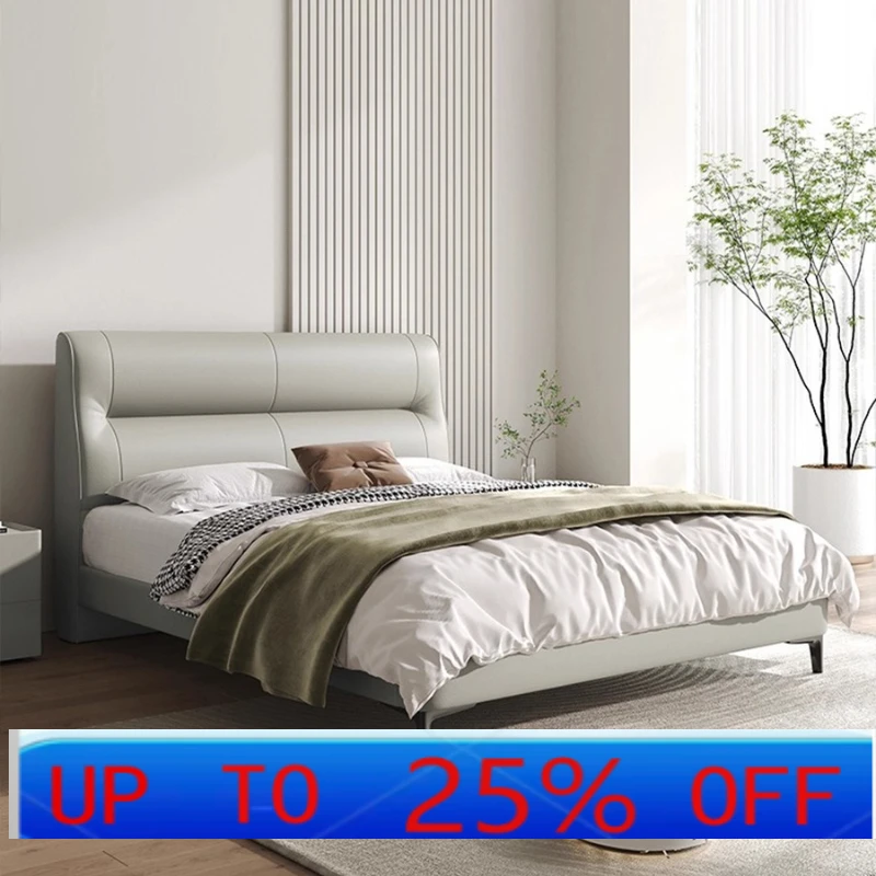 

LH leather double bed small apartment high-end atmospheric soft bed