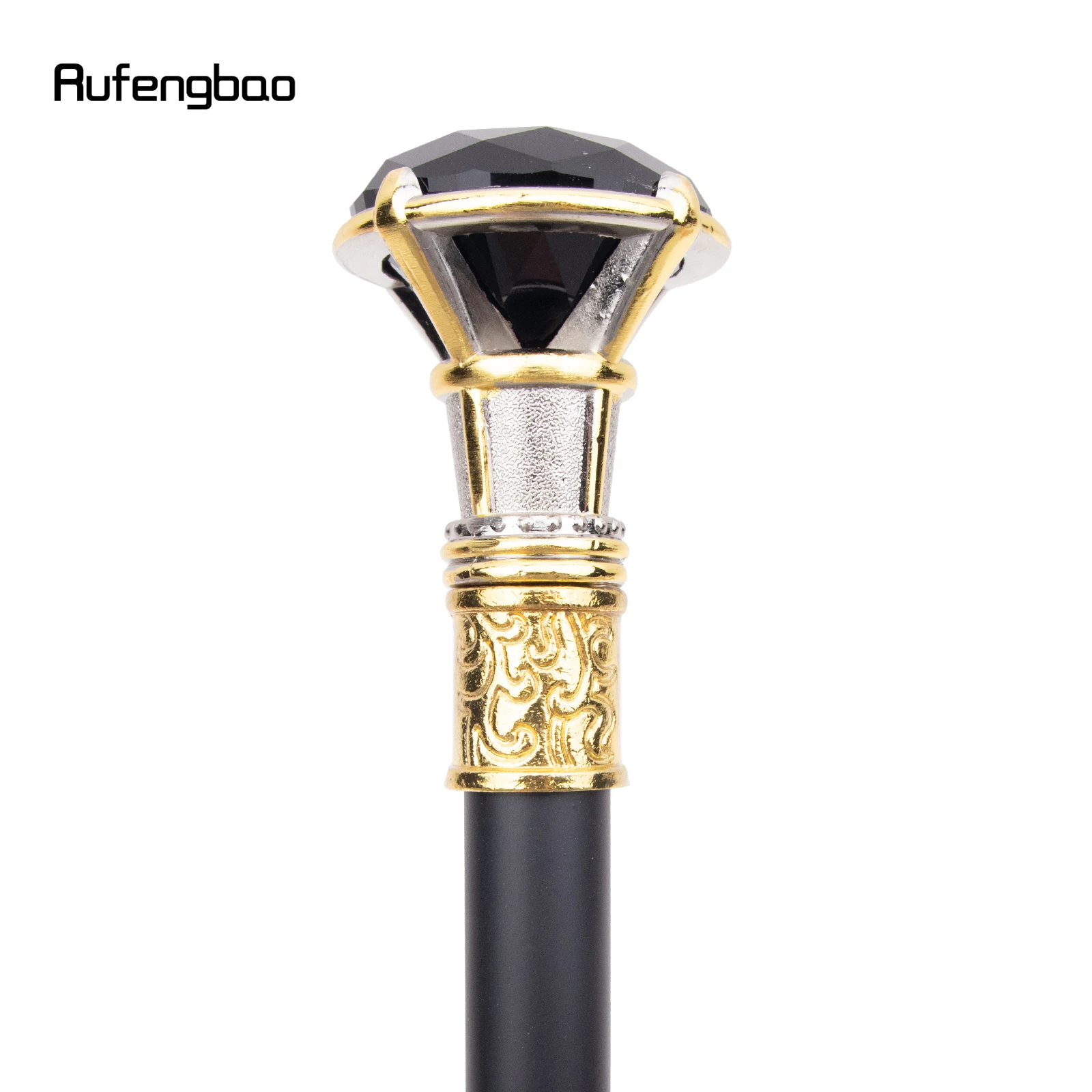 ประเภทเพชรสีดํา Golden White Walking Cane แฟชั่นตกแต่งเดิน Stick สุภาพบุรุษ Elegant คอสเพลย์ Cane KNOB Crosier 90 ซม