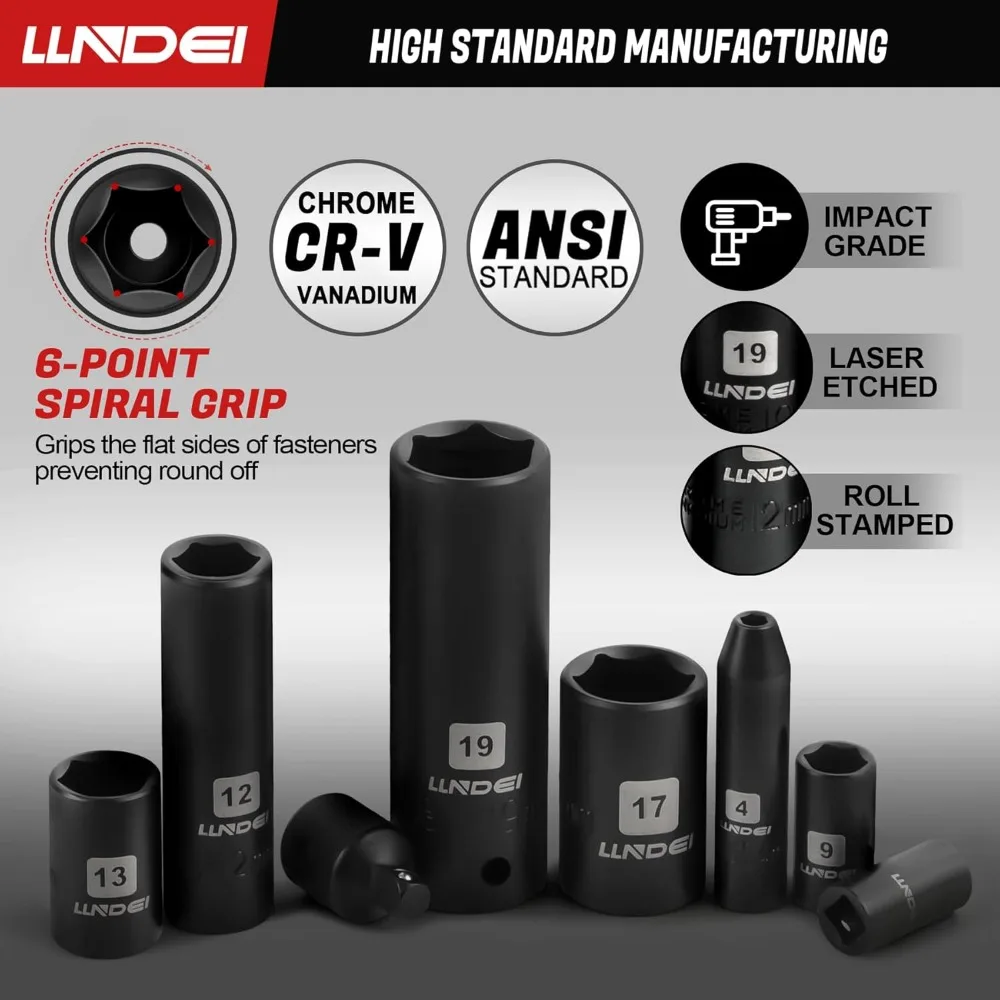 Set di attrezzi meccanici da 160 pezzi, set di bussole metriche Kit di attrezzi professionali con azionamento da 1/2 1/4 3/8 pollici, kit profondo e poco profondo CR-V con rapido