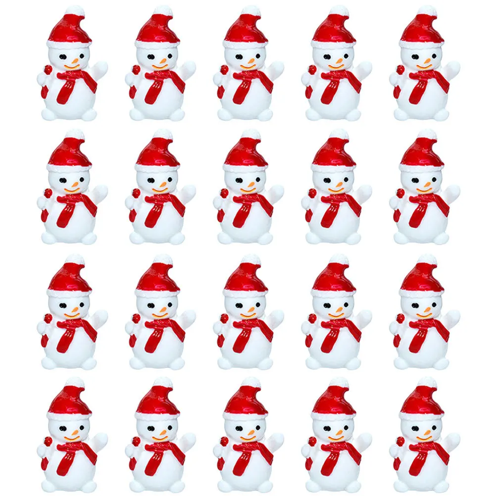

50pcs Red Hat Premium Resin Mini Snowman Decoration For Christmas Party Indoor Outdoor Garden Home Office Desktop Room Decor