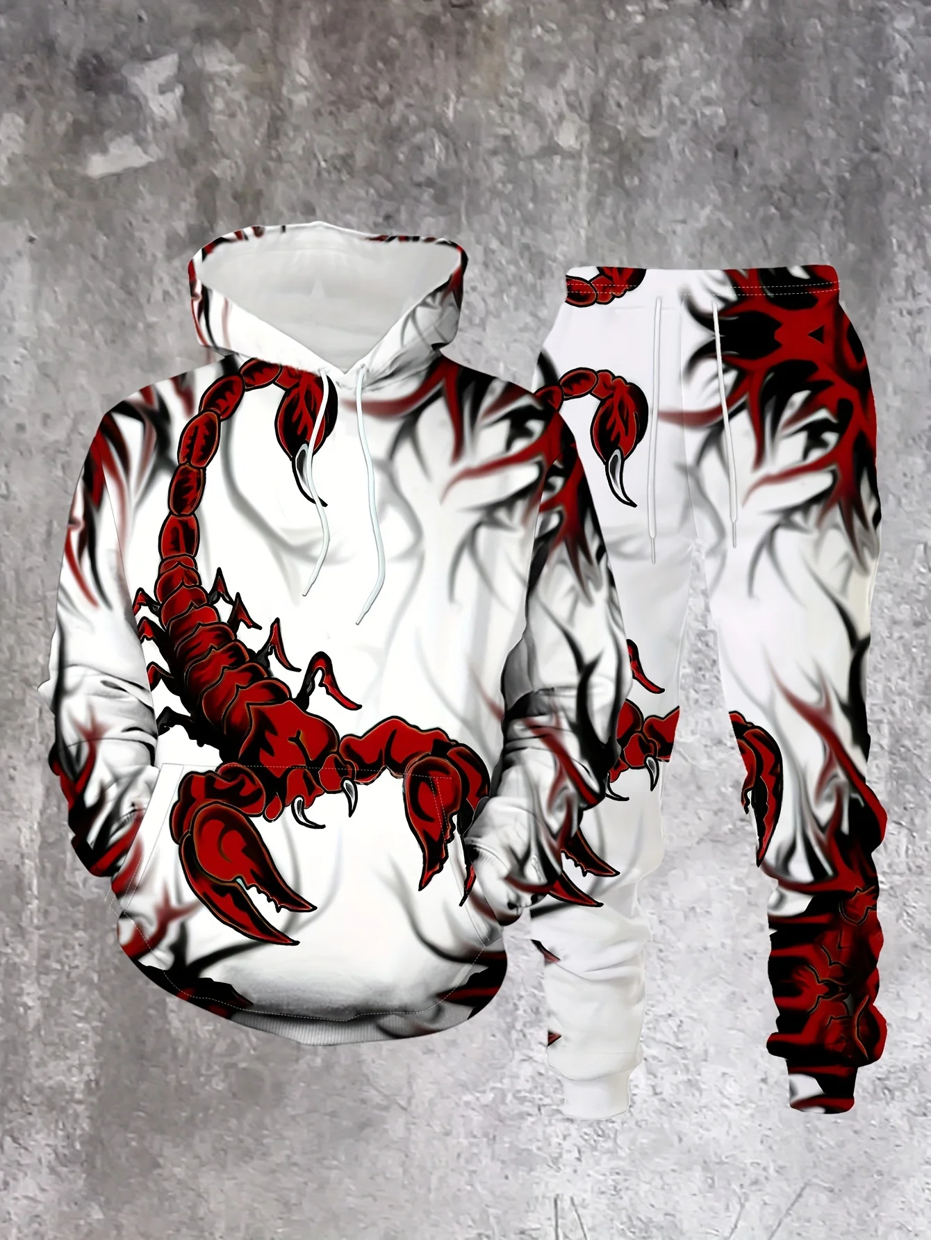 

2025 NEW Men's Evil Scorpion 3D Print Hoodie Sweatshirt and Sports Trousers Set Fashionable Hip-hop Trend Winter 2-piece Set