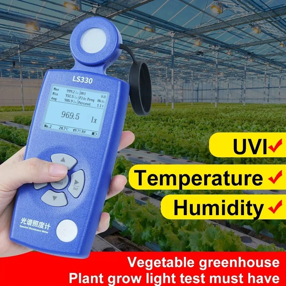 Spectral Illuminance Meter 0-1000000 Lx/Fc Digital Luminometer Light Lux Meter LS330 CRI Ra CCT SDCM UVI UV Index Lux Tester