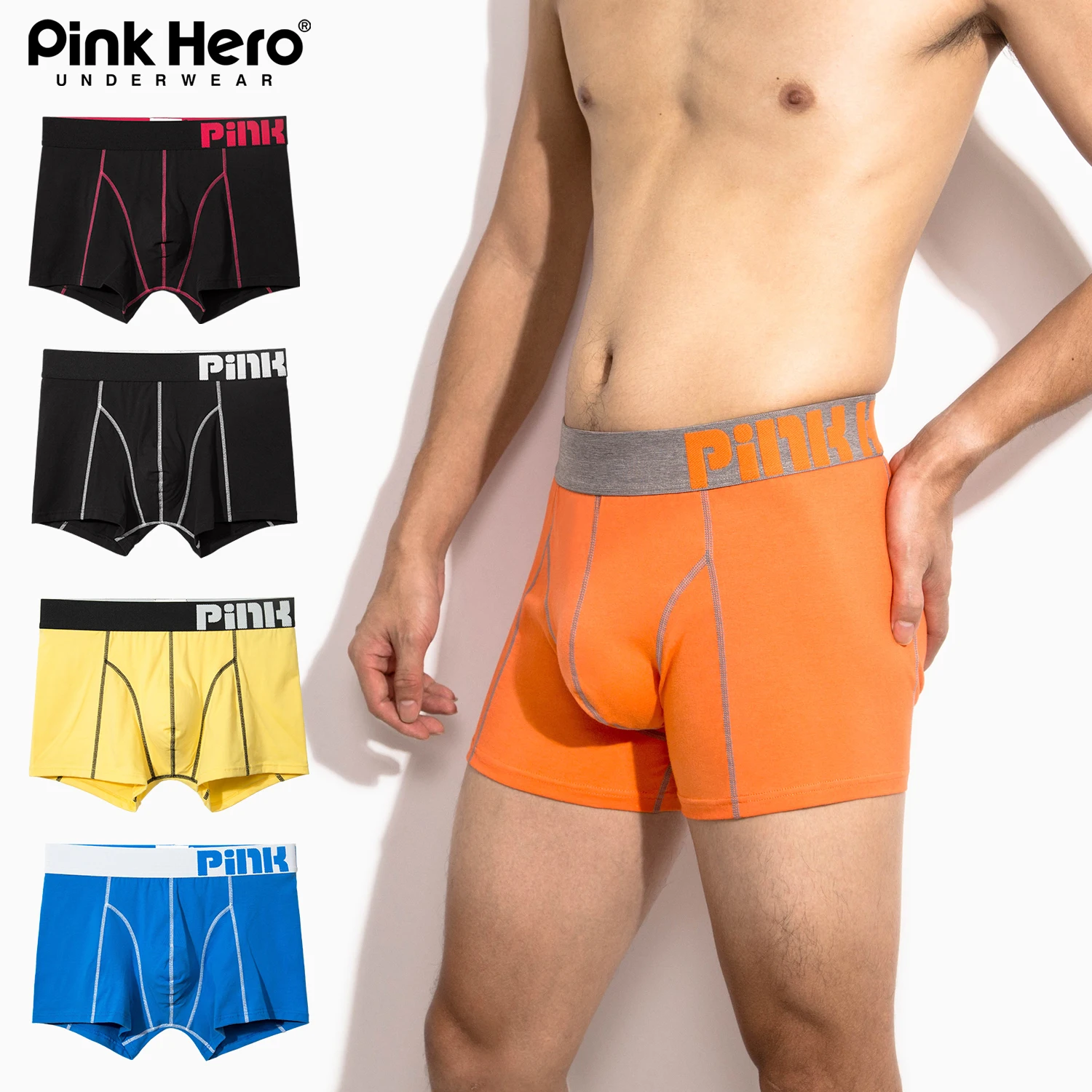 PINKHERO Calzoncillos de moda para hombres, elegantes, cómodos y suaves, calzoncillos tipo bóxer de ropa interior de algodón, bragas para hombres