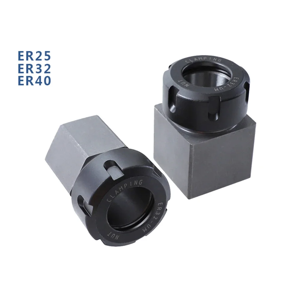 

square ER32 ER25 ER40 chuck block hard steel hex ER spring seat, suitable for CNC lathe engraving and cutting machine