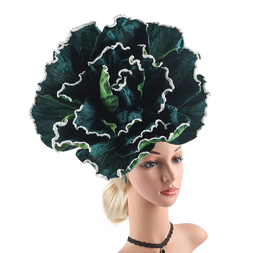 

Elegant Exaggerated Flowers Fascinator Rose Flowers Bridal Makeup Prom Headwear Hair Accessories Women