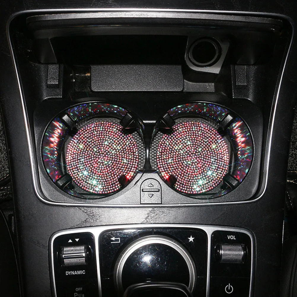 

PVC Anti Slip Coaster for Car Cup Holder Rhinestones Design Vehicle Coasters Non Skid Durable Heat Resistant Easy Clean Home