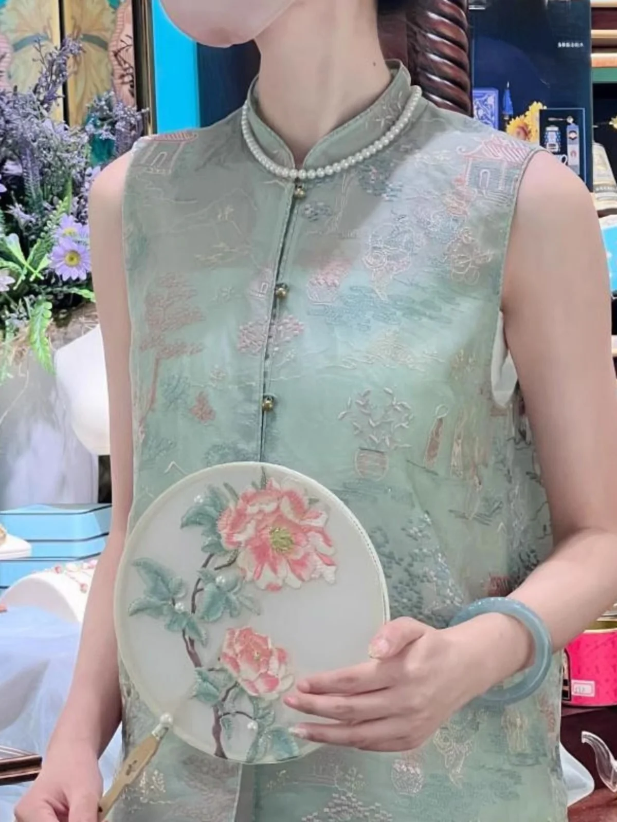 

New Chinese Sle Heavy Embroidery Loose Svel Stand Collar Vest Women's Spring Summer Faion Outerwear Top