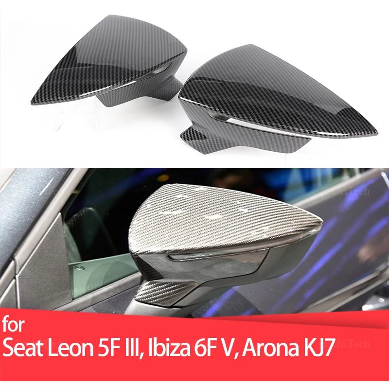 

Сменные чехлы на боковые зеркала заднего вида для Seat Leon Lion 5F III Ibiza 6F V KJ1 Arona KJ7 Carbon Look глянцевый черный