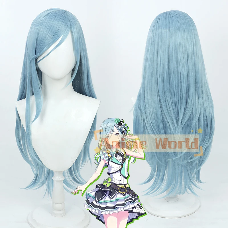 

Anime Project Sekai Colorful Stage Hinomori Shizuku Cosplay Wig 80cm Long Sea Blue Heat Resistance Fibre Wigs + Wig Cap