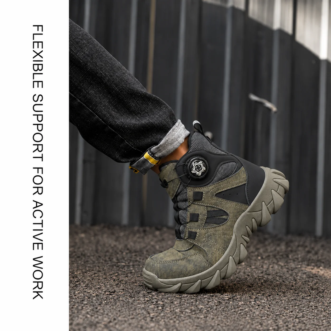 Stoßfeste und durchstichsichere Sicherheitsschuhe für Herren, Sicherheitsstiefel mit Stahlkappe, Arbeitschuhe mit Drehknopf, Herren-Sportschuhe mit Luftpolsterung. ﻿ – Detail 12