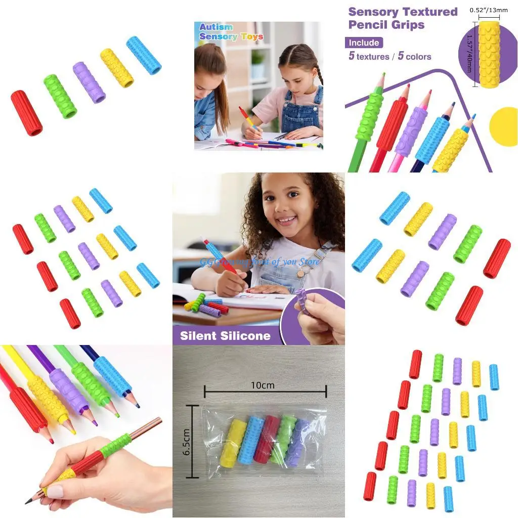 H9EB Soft Pencil Cushion Grips أنماط عشوائية غير سامة من الإغاثة من تعب اليد للطلاب للطلاب