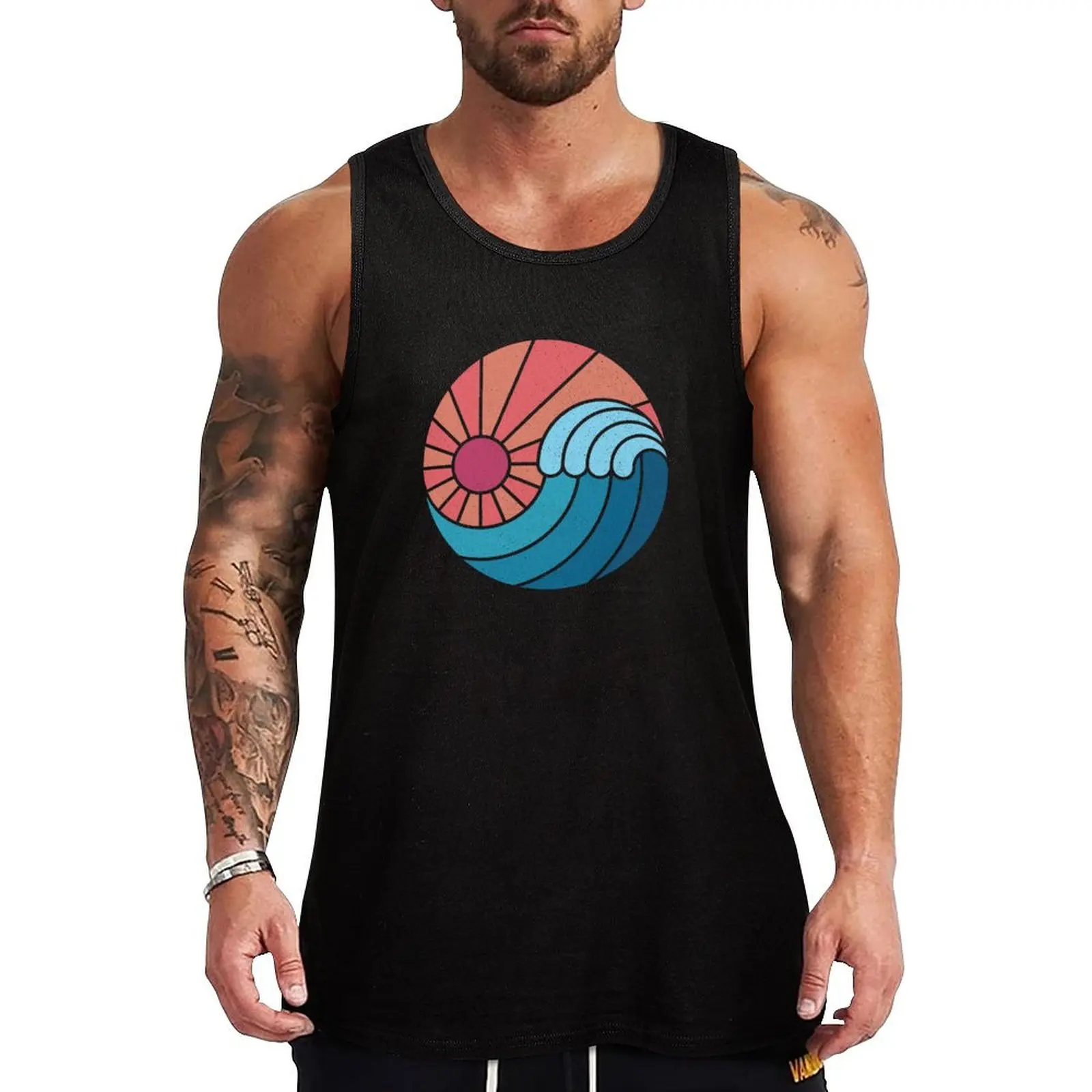 Sun & Sea-Camiseta sin mangas para hombre, camisa de gimnasio, chaleco de verano