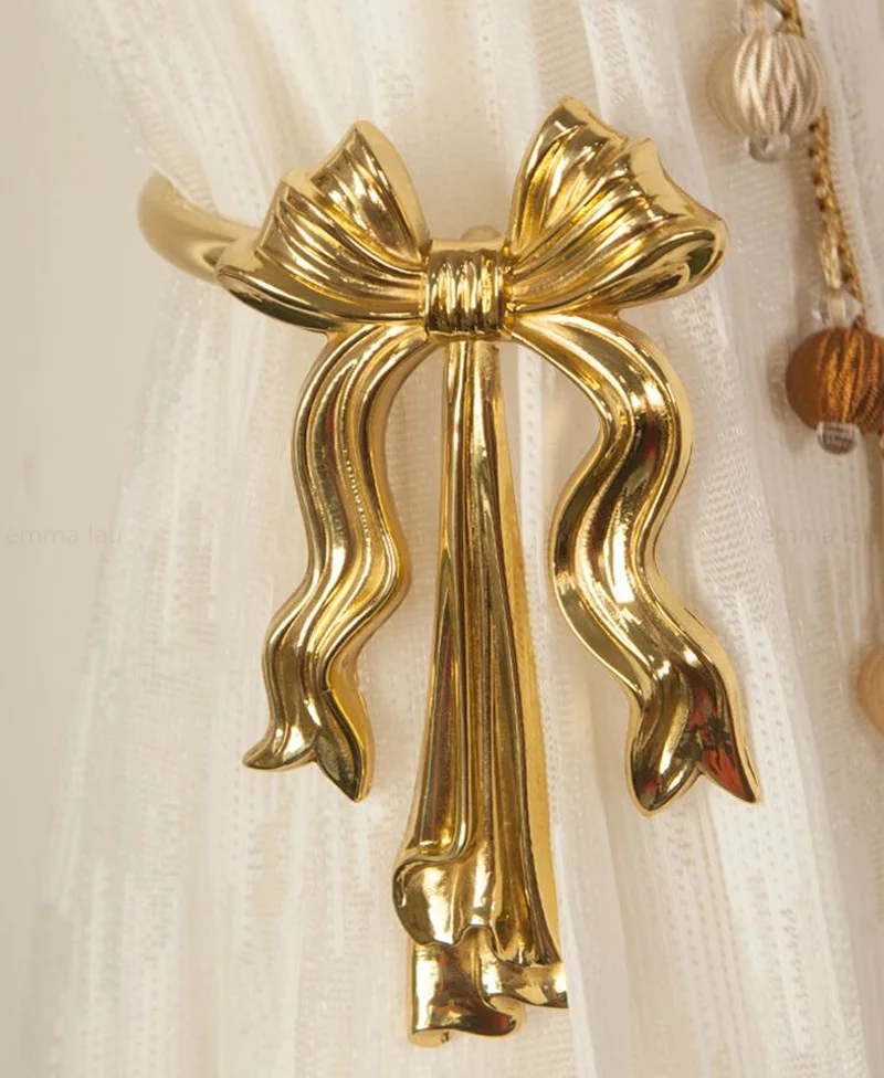 Window Dressing Curtain Hook Full Copper Golden Bow Tie Curtain Buckles Room Decorative Curtain Hardware Curtain Hangers