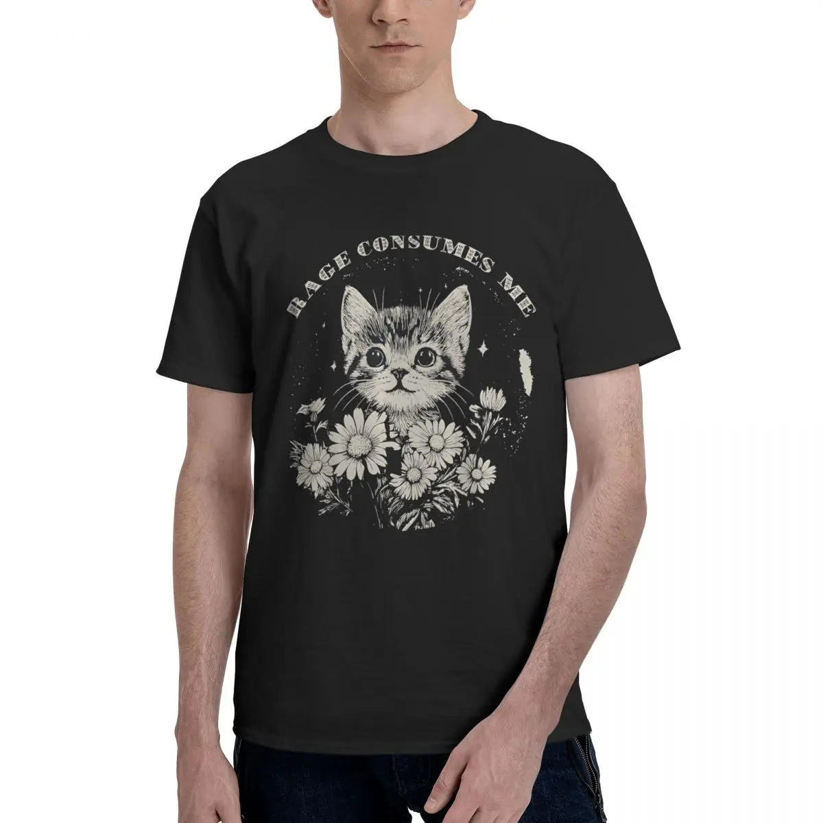Movement Cute Kitten Floral Design Tshirt Kemp Funny High quality Activity competition USA Size