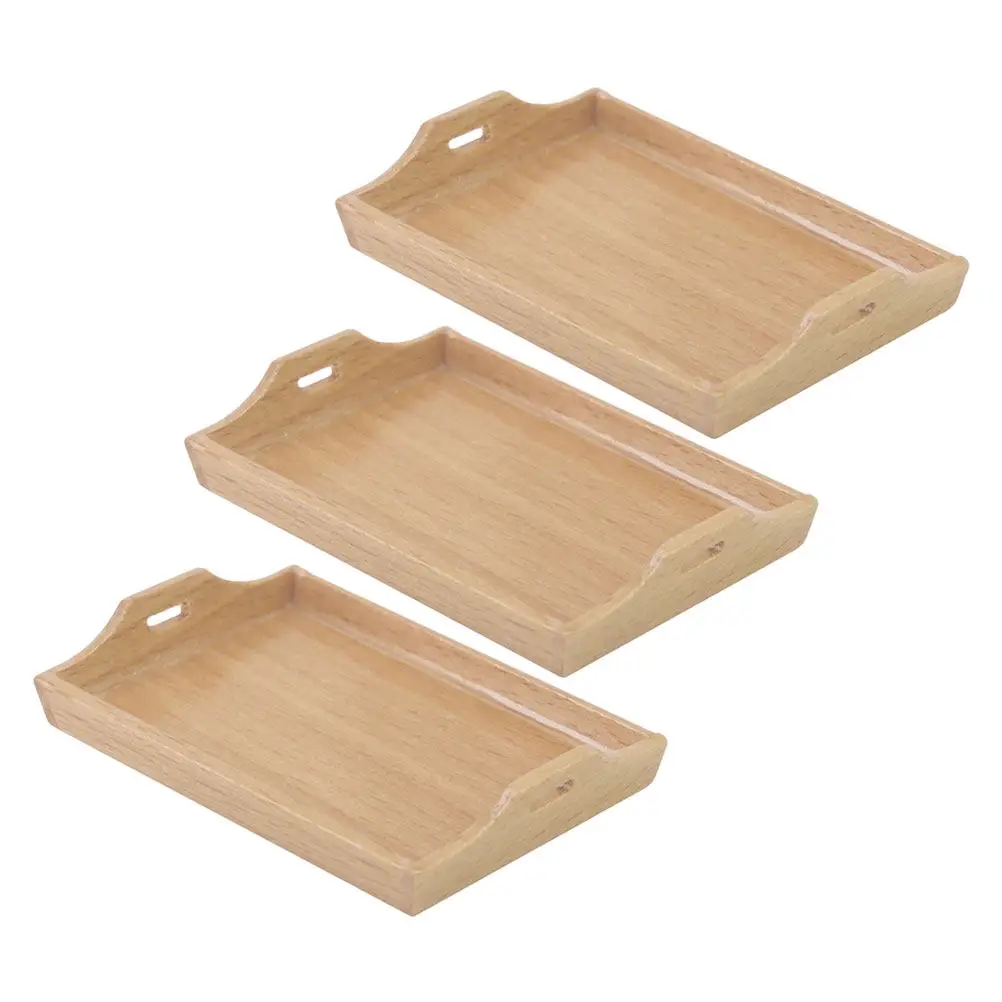 

Набор из 3 миниатюрных подносов для кукольной кухни: реалистичные аксессуары для сервировки хлеба и еды, декор для кукольного домика, игры в ролевые игры