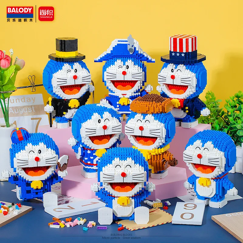 Doraemon Building Blocks Educational Assembly Toys Doraemon Stress Relief Jingle Cat Building Blocks Children's Toy Gift