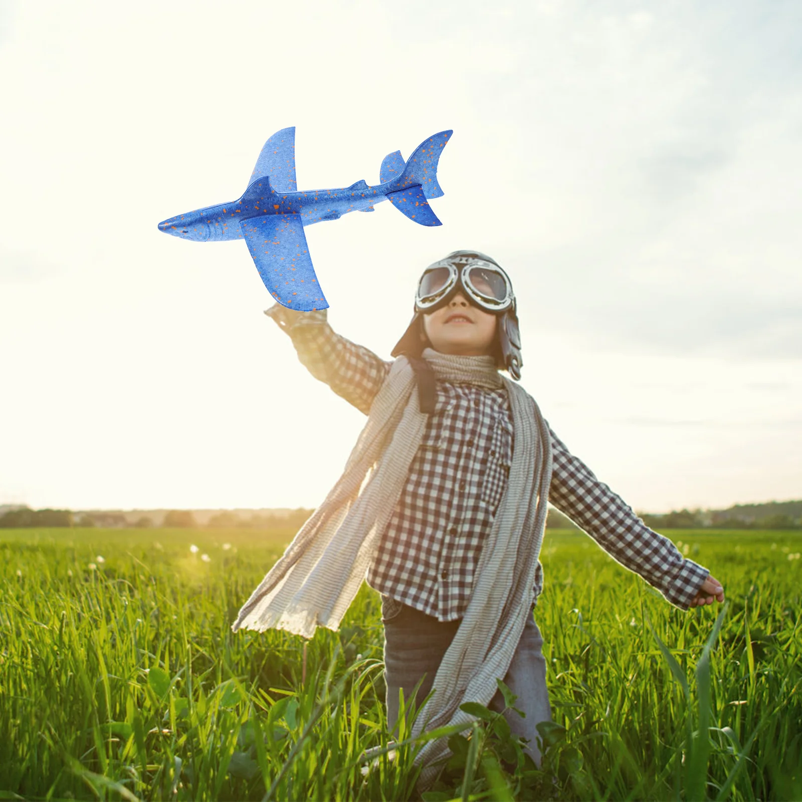 Juguete de avión de tiburón para niños, juguetes de lanzamiento al aire libre, modelos de espuma simulada, regalo