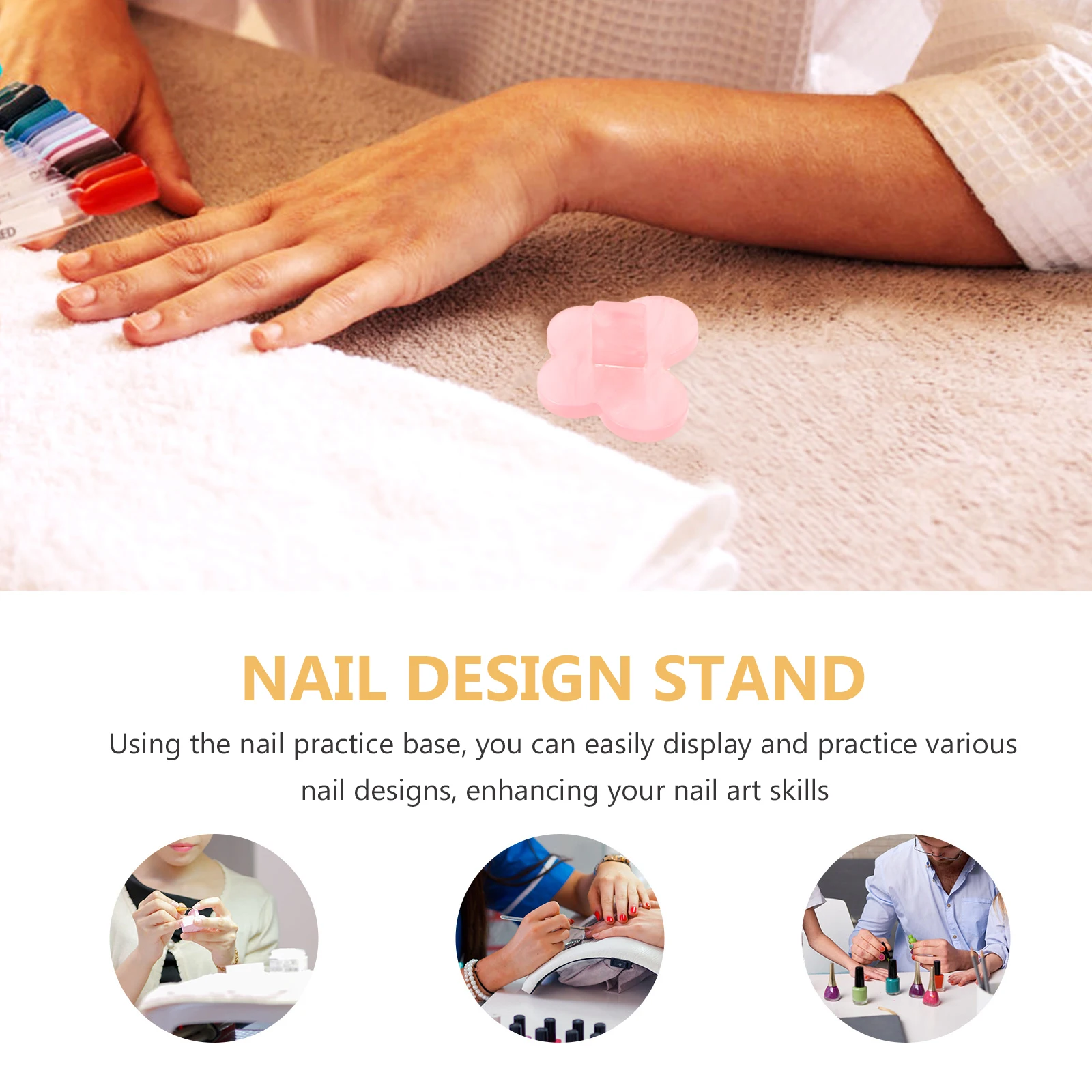 3Pcs Nail Design Stand Heart Round Butterfly Shape Press on Nails Holder for Practice Display Beginner Tools Nail Design Stand